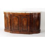 Property of a deceased estate - a Victorian walnut & marquetry inlaid side cabinet, with damaged