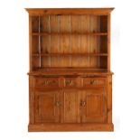 Property of a lady - a small modern pine farmhouse dresser, 52ins. (132cms.) wide.
