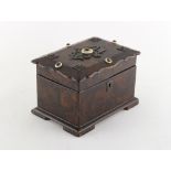 Property of a deceased estate - a Victorian papier mache faux burr walnut tea caddy, 6.75ins. (