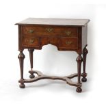 Property of a lady - an early 20th century burr walnut lowboy, losses, 31ins. (78.5cms.) wide.