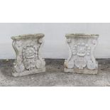 Property of a lady - a pair of carved white marble garden seat supports, each 18.5ins. (47cms.) high