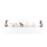 Property of a deceased estate - six Royal Copenhagen models of rabbits, model numbers 4705, 1252,