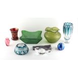 Property of a lady - a quantity of 20th century glass items including a Loetz style iridescent green