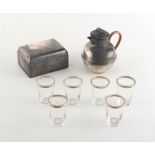 Property of a deceased estate - a set of six late Victorian silver rimmed clear glass shot