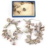 Property of a deceased estate - two silver charm bracelets; together with a small quantity of