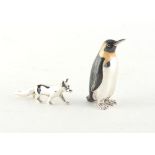 Property of a deceased estate - a modern Italian silver & enamel model of a penguin, probably