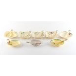 Property of a lady - six Crown Devon butter dishes with knives; together with two similar jam dishes