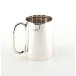 Property of a deceased estate - an Edwardian silver mug or tankard, of plain tapering cylindrical