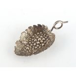 Property of a deceased estate - a George III silver vine leaf caddy spoon, Joseph Wilmore,