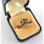 Property of a deceased estate - a late 19th / early 20th century 15ct gold emerald & diamond ring,