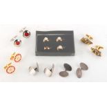 Property of a deceased estate - a bag containing cufflinks & studs including two pairs of silver