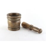 Property of a deceased estate - a bronze pestle & mortar, 18/19th century, the mortar 4ins. (10.