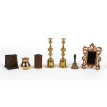 Property of a lady - a quantity of assorted metal items including a large pair of brass