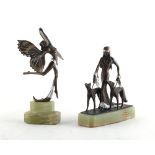 Property of a lady - a Baranite patinated bronze model, The Aristocrates, on onyx base, 6ins. (15.