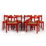 Property of a lady - a set of six red Carimate chairs including two carvers, designed by Vico