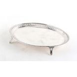 Property of a deceased estate - a George III silver oval teapot stand, with beaded edge & pierced
