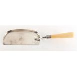 Property of a lady - an Edwardian silver crumb scoop, with ivory handle, Sheffield 1905,