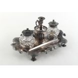 Property of a deceased estate - a Victorian silver inkstand, with engraved presentation
