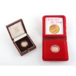 Property of a deceased estate - gold coins - a 1980 QEII proof half sovereign, boxed; together