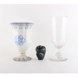 Property of a deceased estate - an Edwardian cut glass celery vase, 9.35ins. (23.7cms.) high;