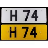 Property of a deceased estate - registration number H74 or H 74 - a cherished number plate,