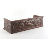 Property of a deceased estate - an Arts & Crafts copper clad oak book trough, the panels with