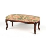 Property of a deceased estate - a 19th century carved walnut & upholstered long stool with