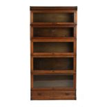 Property of a deceased estate - an oak Globe Wernicke five section stacking bookcase with drawer