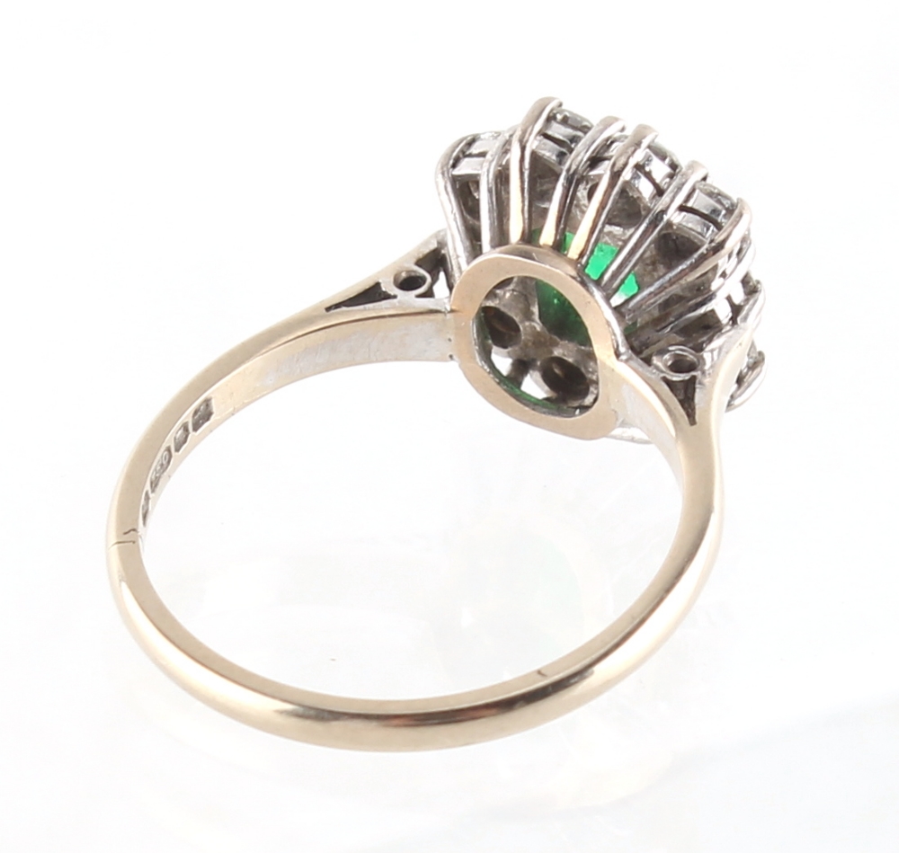 Property of a lady - an 18ct white gold emerald & diamond cluster ring, the emerald cut emerald - Image 3 of 4
