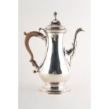 Property of a deceased estate - a George III silver baluster coffee pot, with acanthus decorated