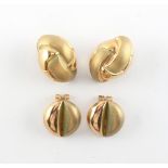 Property of a deceased estate - two pairs of modern 9ct yellow gold earrings, approximately 10.3