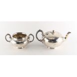 Property of a deceased estate - an early Victorian silver teapot and matching sugar basin, the