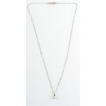 Property of a deceased estate - a platinum princess cut diamond pendant necklace, 18.3ins. (46.