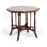 Property of a deceased estate - a late Victorian Aesthetic Movement walnut octagonal topped two-tier