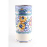 Property of a lady - a Poole Pottery cylindrical vase, shape number 206, painted pattern YO,