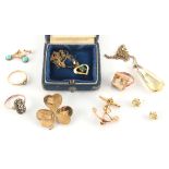 Property of a deceased estate - a bag containing mixed jewellery including a 14ct yellow gold