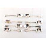 Property of a lady - a set of six Victorian provincial silver fiddle pattern teaspoons, John