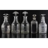 Property of a lady - a good pair of cut glass decanters, second quarter 19th century, with