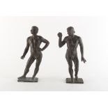 Property of a gentleman - a pair of bronze figures of a man and woman, both modelled a standing