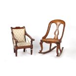 Property of a gentleman - a Victorian child's rocking chair, with cane panelled seat; together