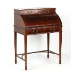 Property of a deceased estate - an Edwardian figured mahogany lady's bureau, with fitted interior,