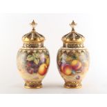 Property of a lady - a private collection of Worcester porcelain - a pair of Royal Worcester pot