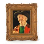 Property of a gentleman - J. Eichinger - A TYROLEAN MAN DRINKING WINE - oil on board, 8 by 10.