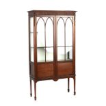 Property of a lady - an Edwardian mahogany glazed two-door china display cabinet, 38.5ins. (