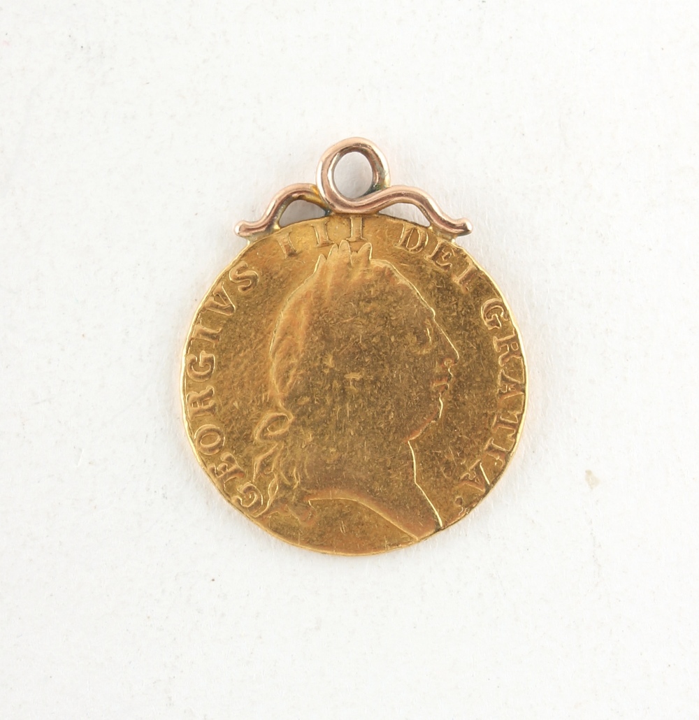 Property of a gentleman - gold coin - a 1789 George III spade guinea, adapted as a pendant. - Image 2 of 2