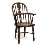 Property of a gentleman - a Victorian child's Windsor armchair, with turned legs & crinoline