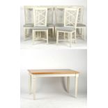 Property of a lady - a modern part painted extending dining table with extra leaf, 35.5 by 55ins.