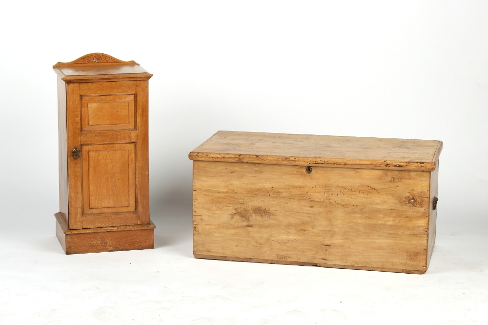 Property of a deceased estate - a late Victorian oak pot cupboard with fielded panelled door;