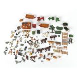 Property of a lady of title - a collection of toy farm models & figures including a Dinky Massey