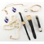 Property of a deceased estate - a bag containing assorted watches & costume jewellery including a